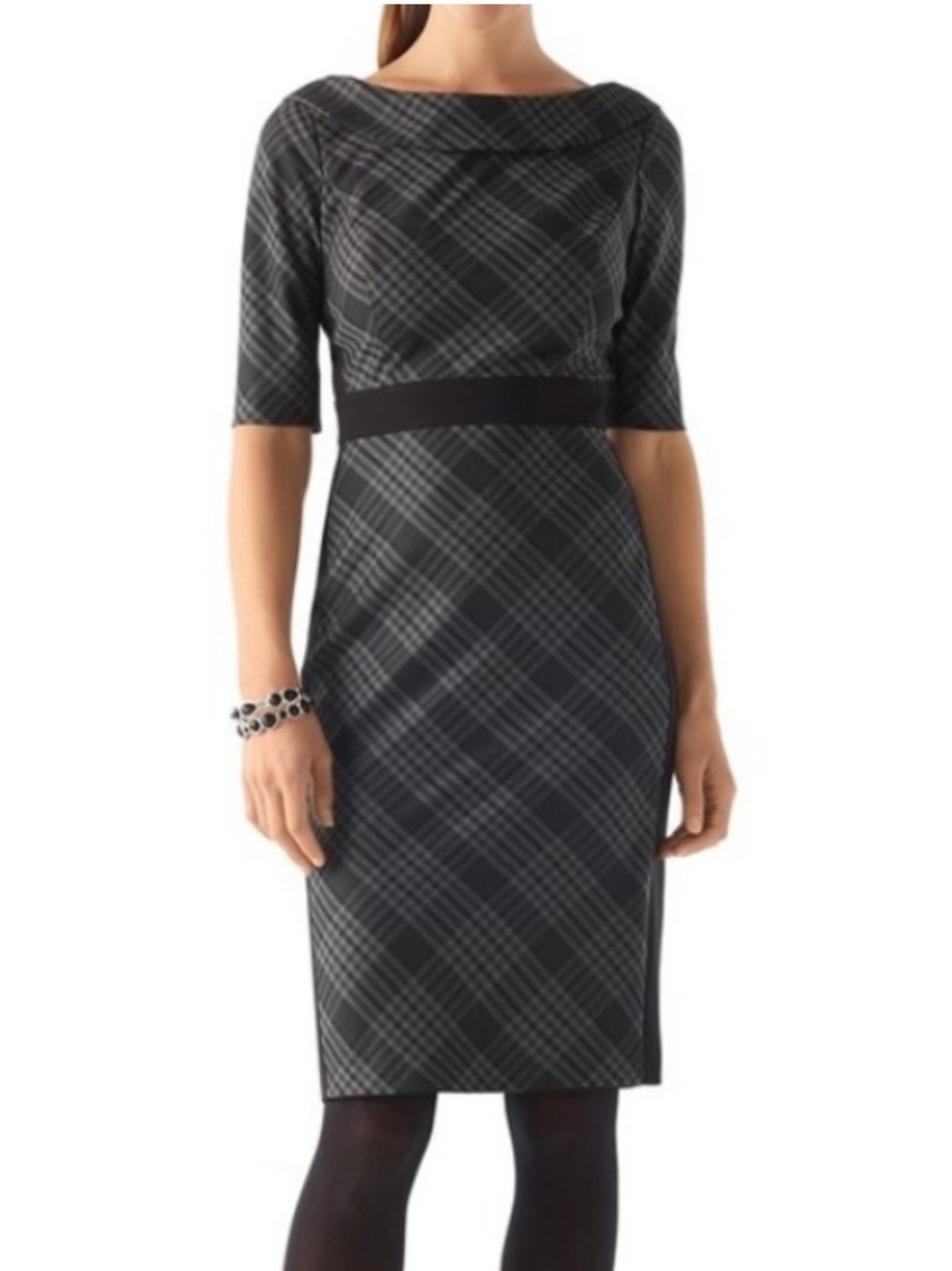 White House Black Market Bias Plaid Sheath Dress
